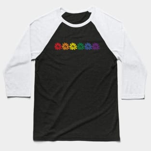 Six Daisy Smiley Faces Pride Rainbow Color Baseball T-Shirt